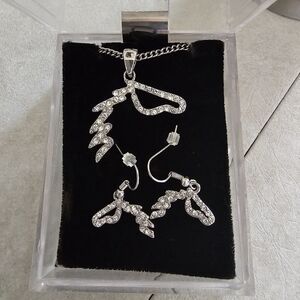 ✨️ 5 For $20✨️ Silver cubic zirconia horse necklace and earrings set